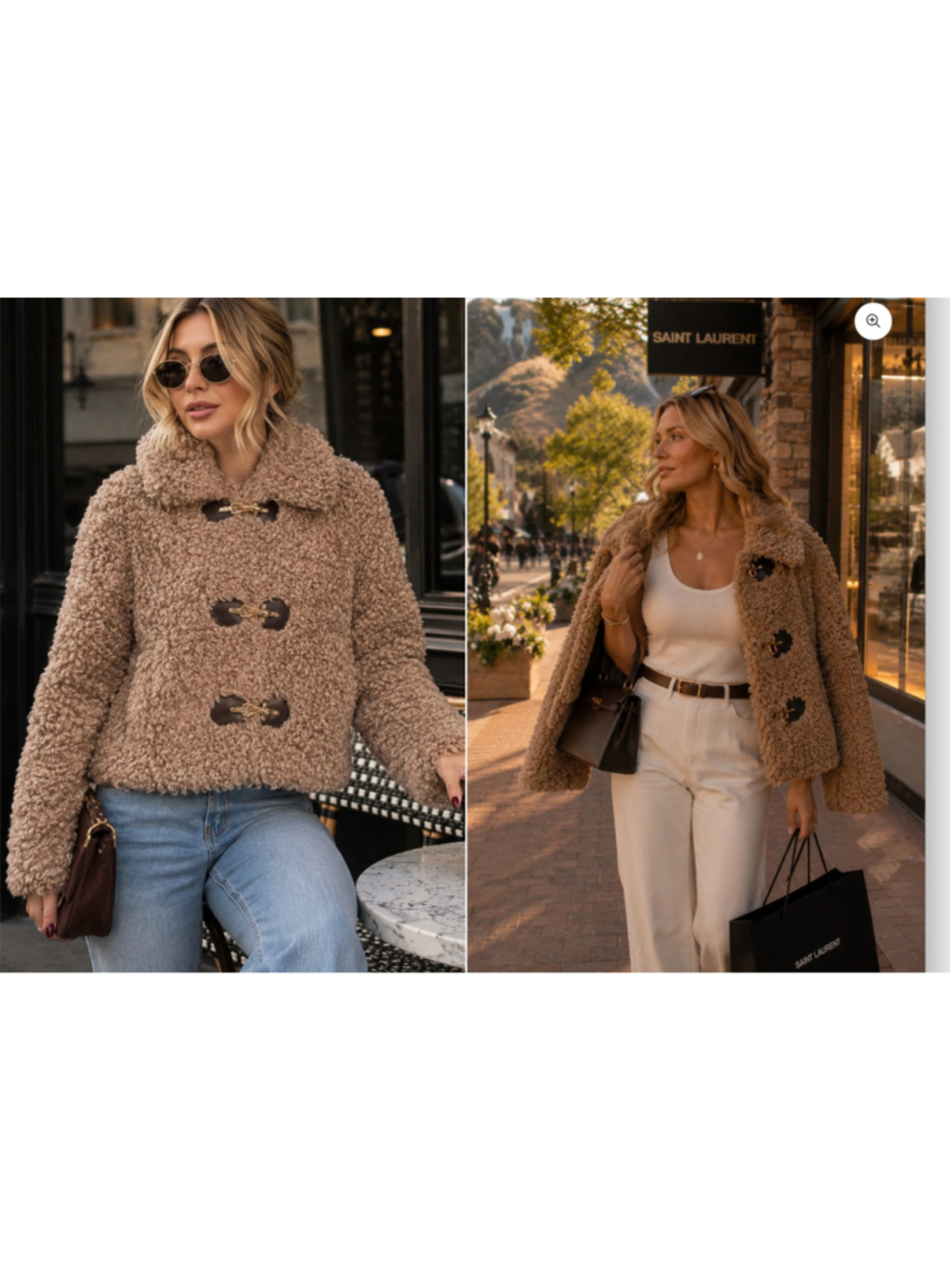 Zara Faux Fur Jacket with Fireman Clasps – Size S